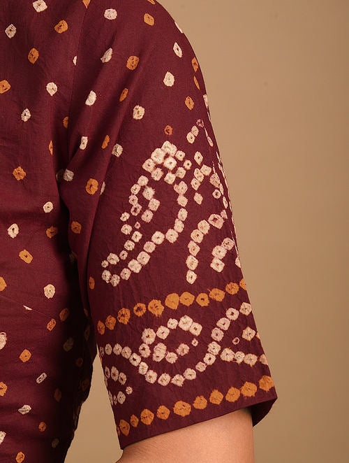 Maroon Bandhani Cotton Blouse