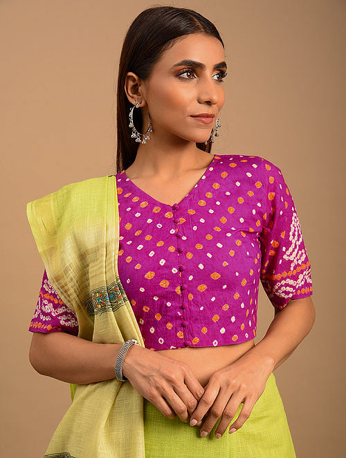 Magenta Bandhani Cotton Blouse