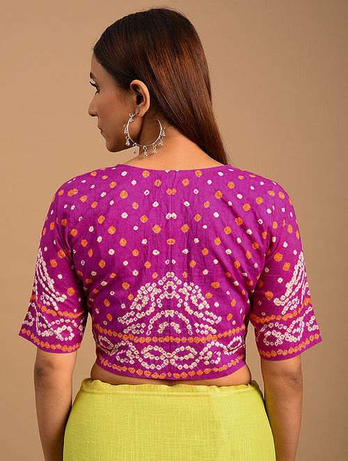 Magenta Bandhani Cotton Blouse