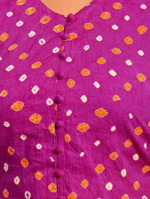 Magenta Bandhani Cotton Blouse