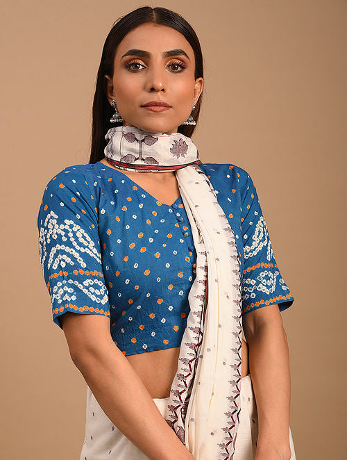 Blue Bandhani Cotton Blouse