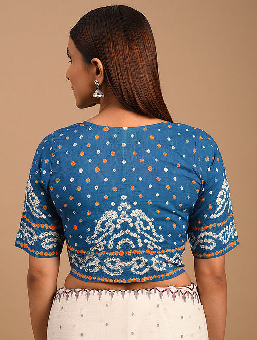 Blue Bandhani Cotton Blouse