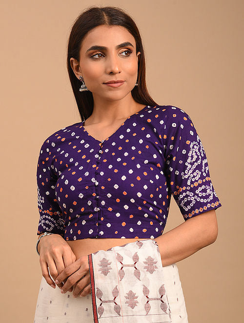 Purple Bandhani Cotton Blouse