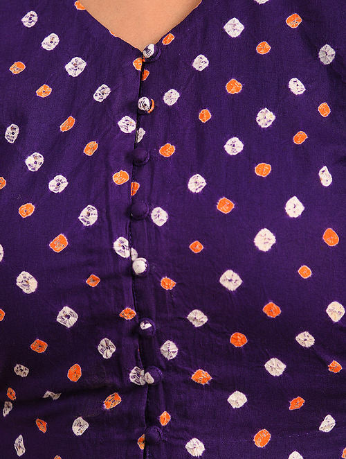 Purple Bandhani Cotton Blouse