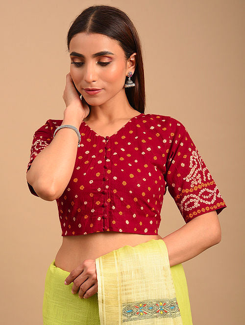 Red Bandhani Cotton Blouse