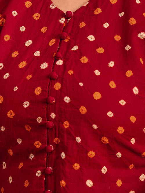 Red Bandhani Cotton Blouse