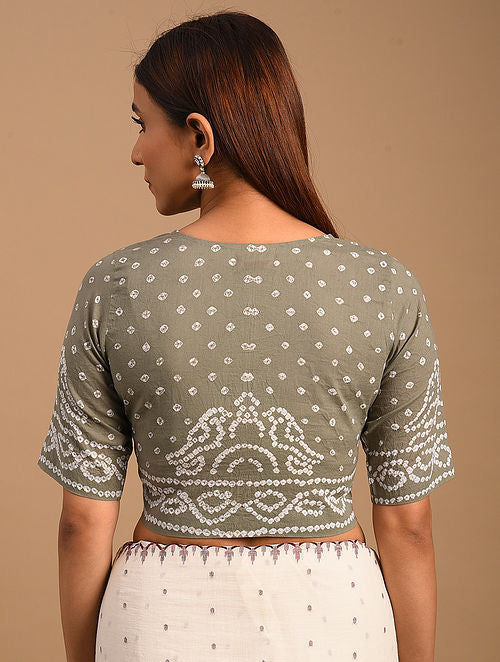 Grey Bandhani Cotton Blouse