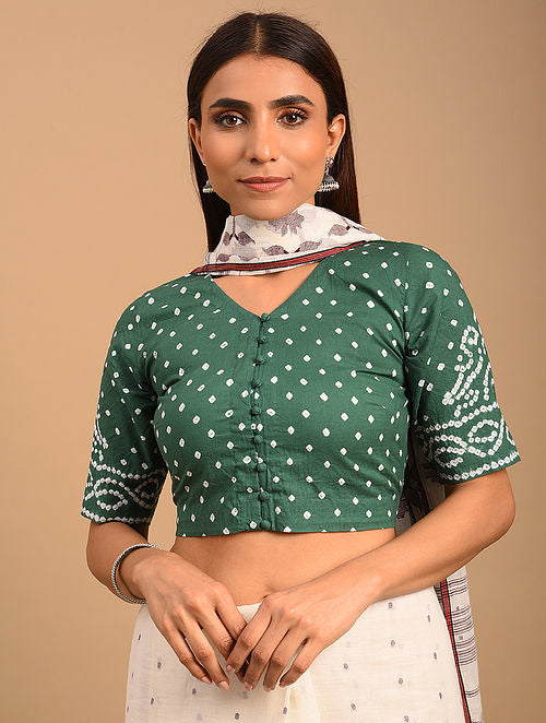 Green Bandhani Cotton Blouse