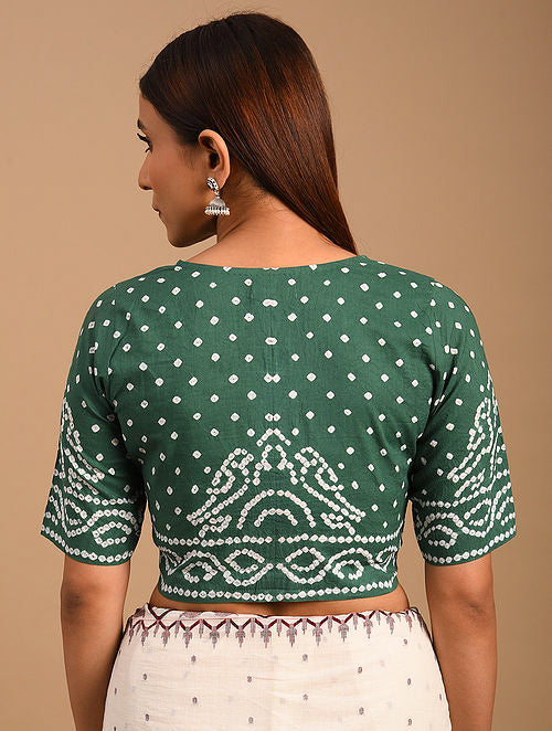 Green Bandhani Cotton Blouse