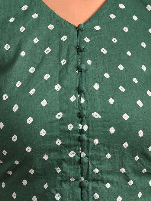 Green Bandhani Cotton Blouse