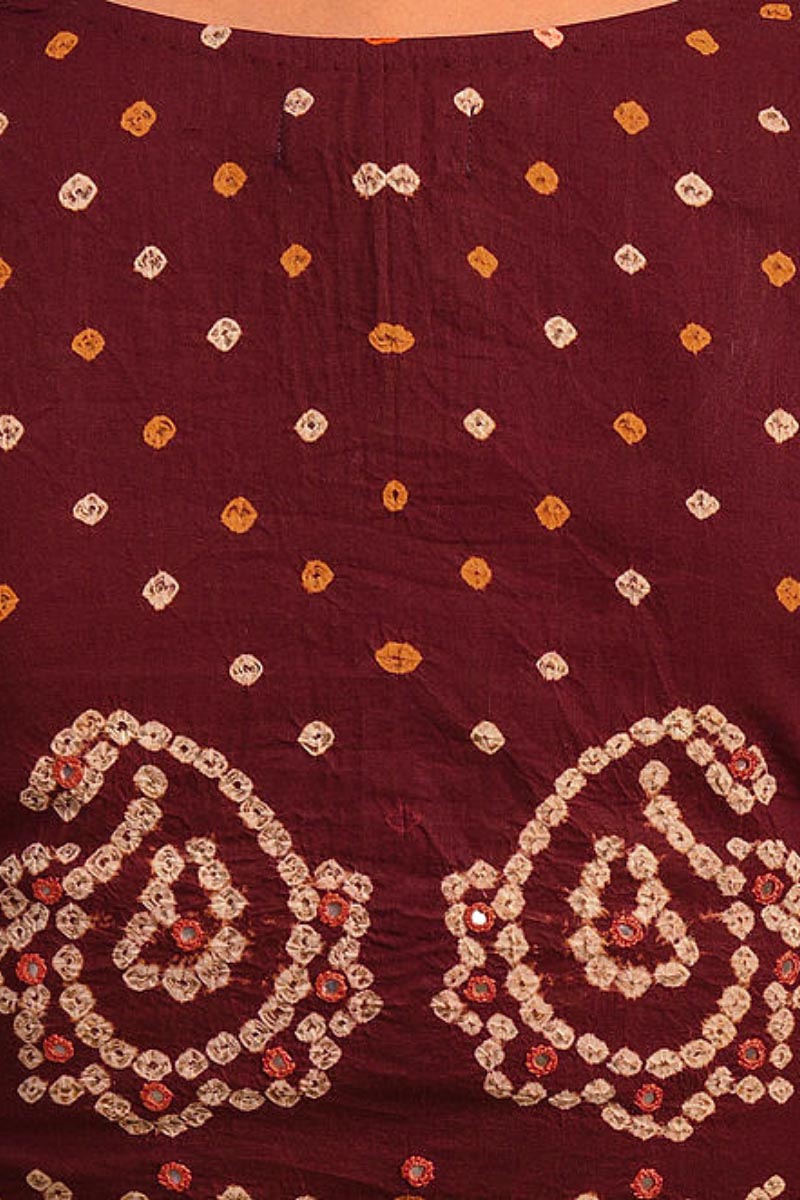 Maroon Bandhani Cotton Blouse