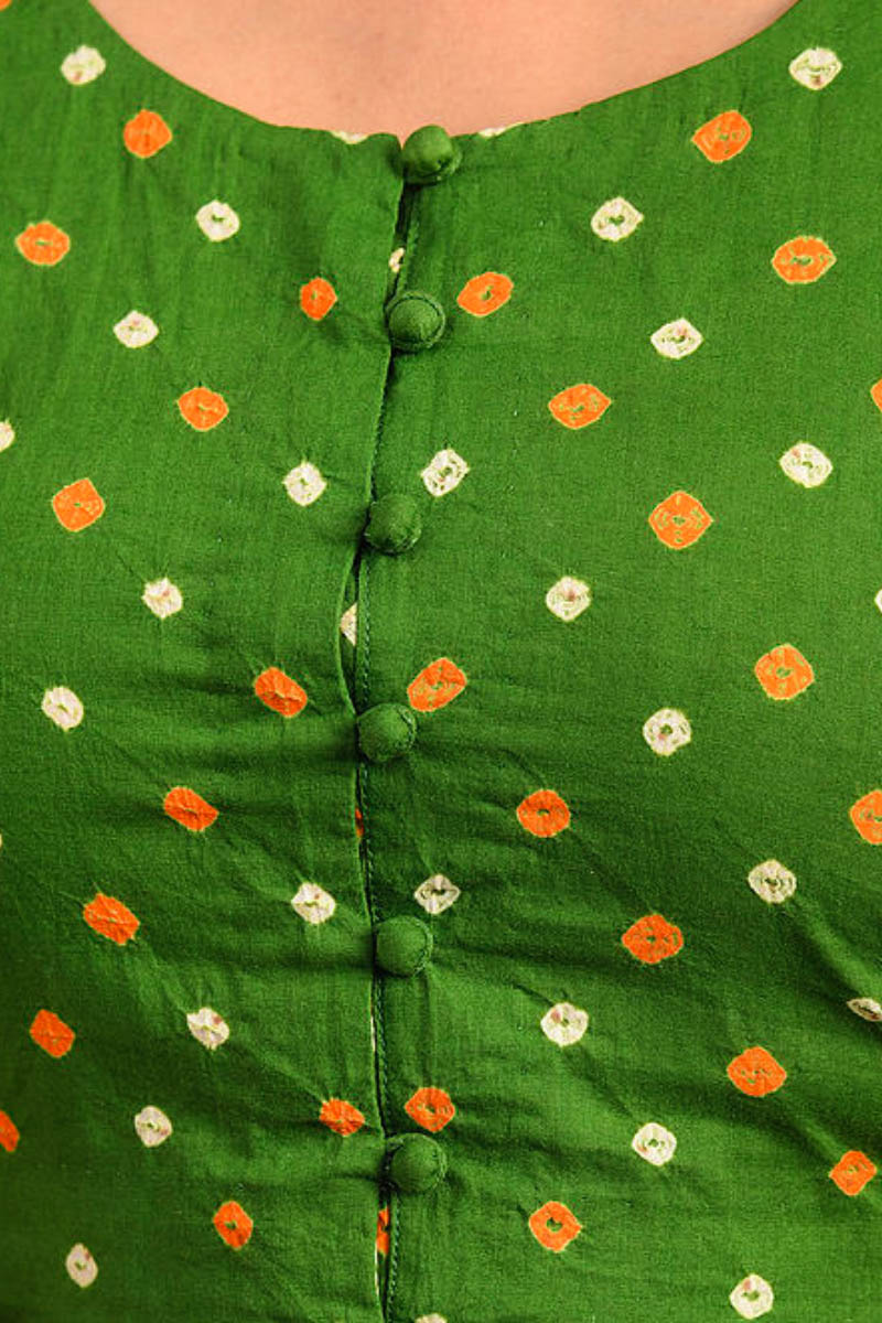 Green Bandhani Cotton Blouse