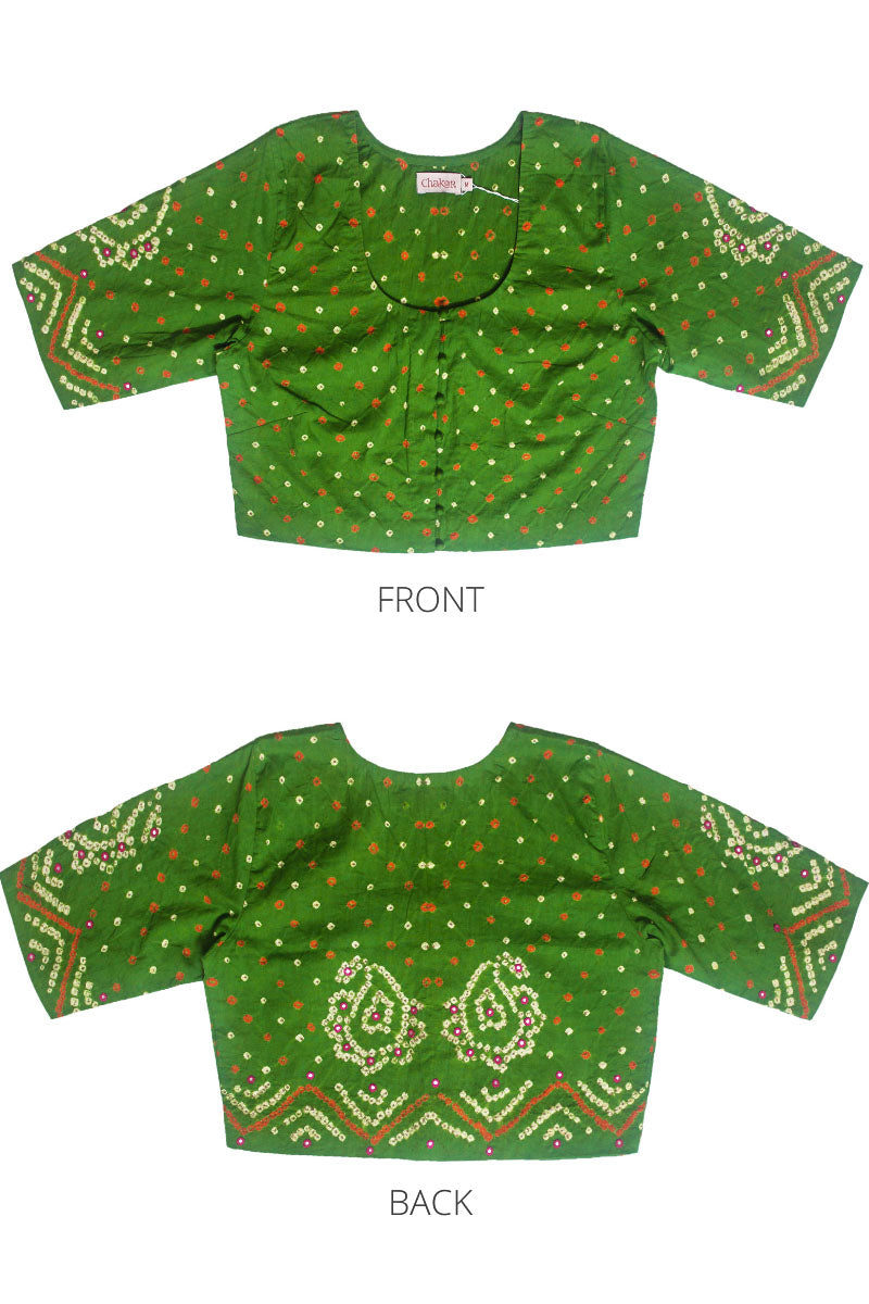 Green Bandhani Cotton Blouse