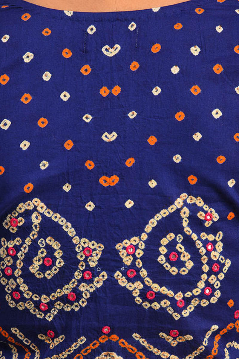 Navy Bandhani Cotton Blouse