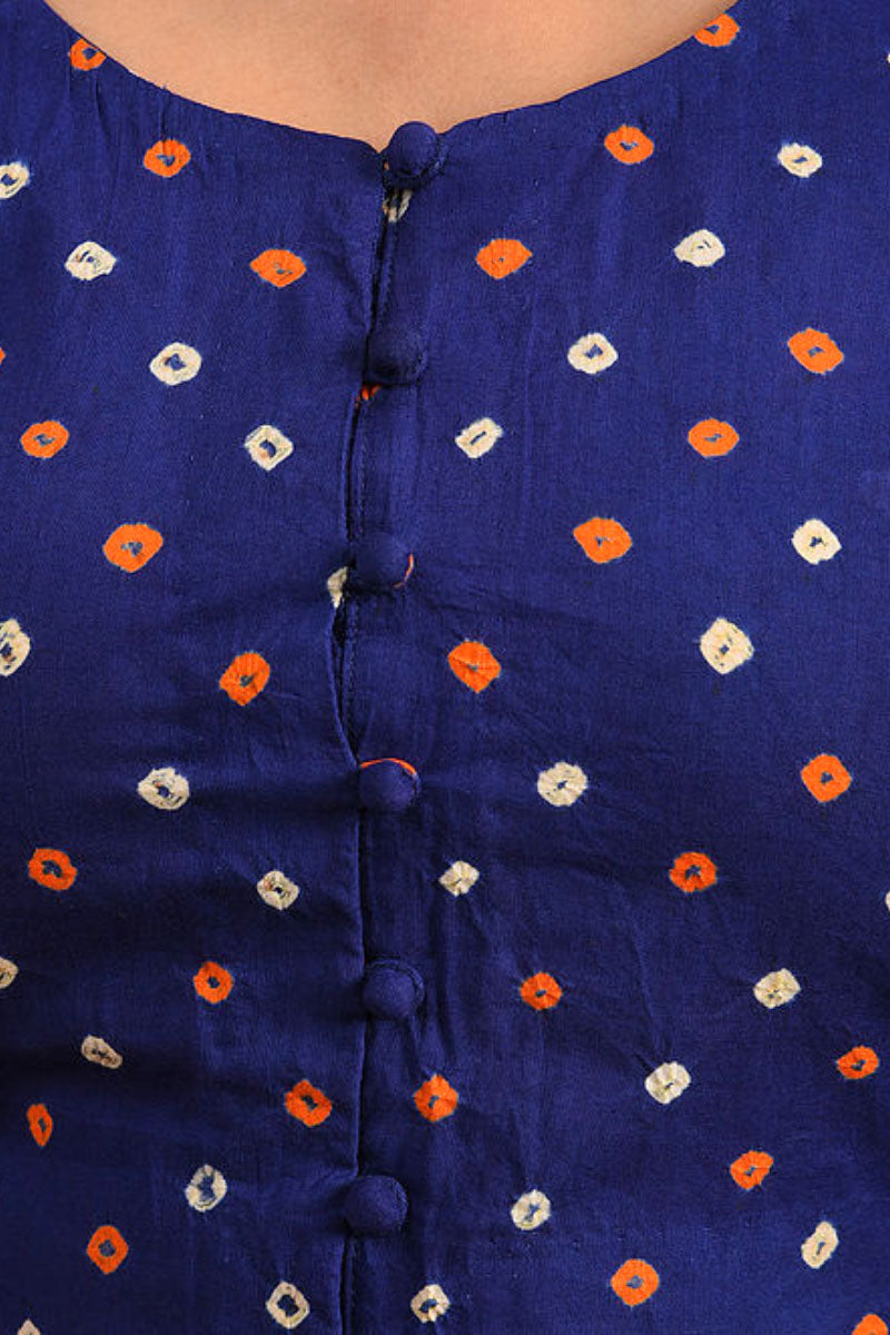 Navy Bandhani Cotton Blouse