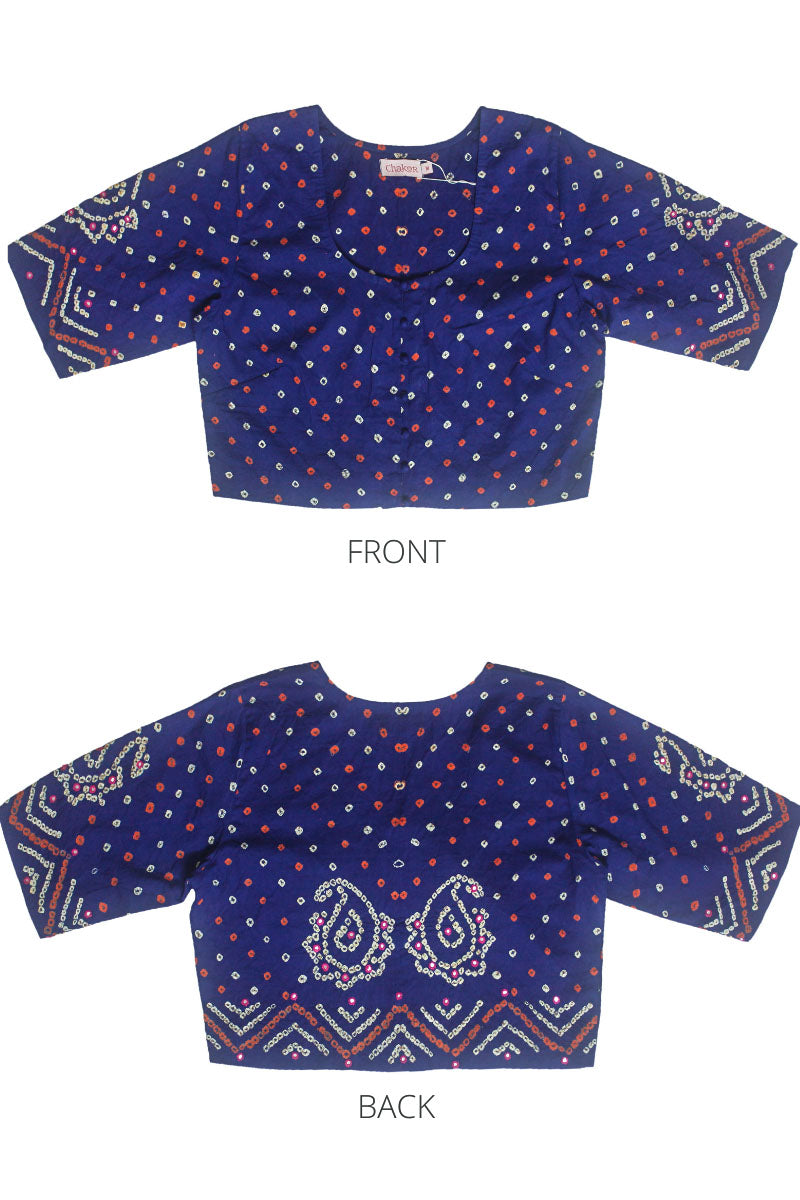 Navy Bandhani Cotton Blouse