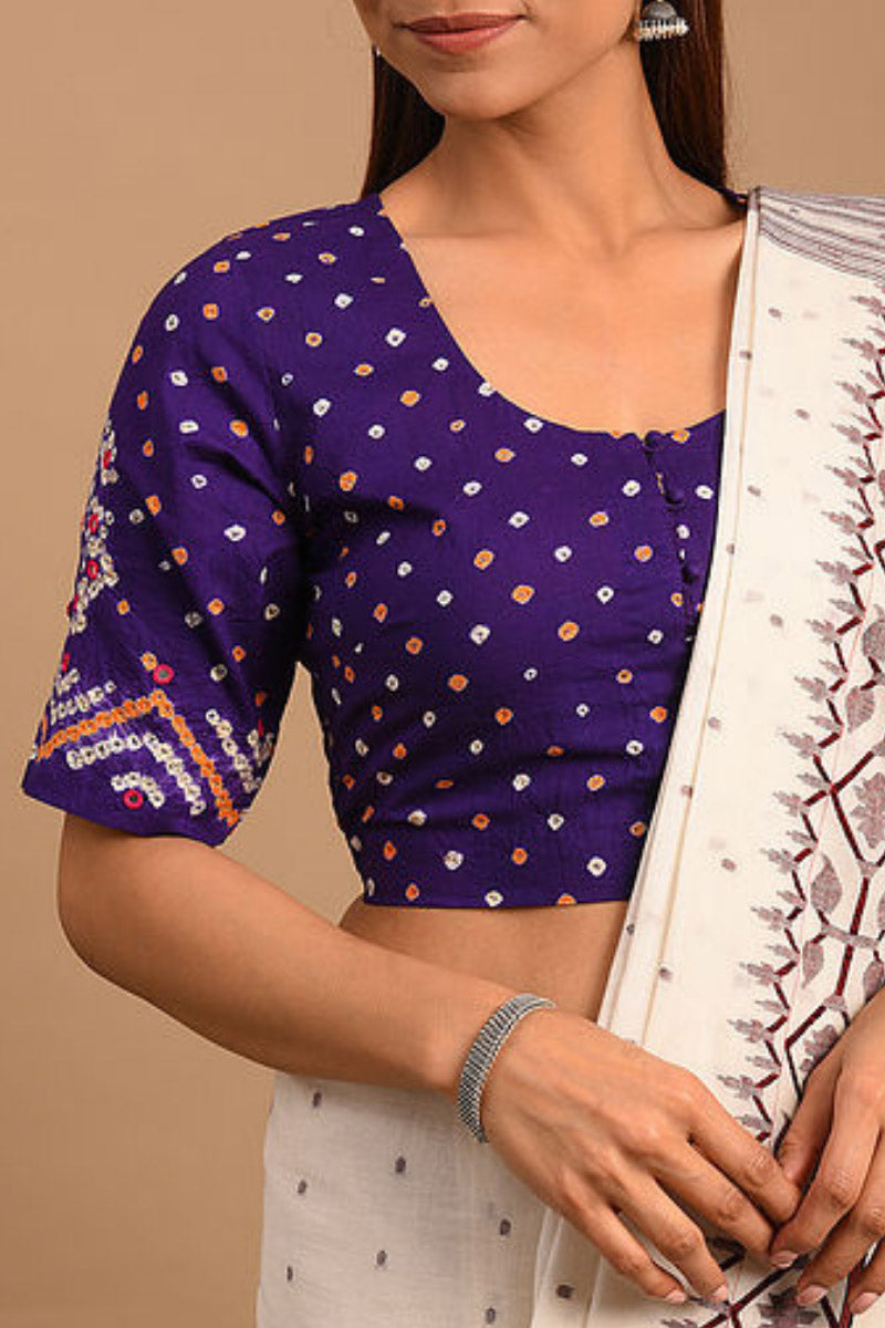 Purple Bandhani Cotton Blouse