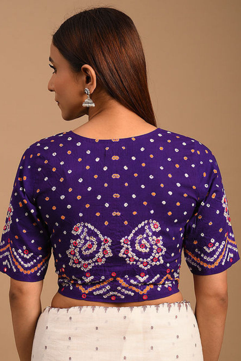 Purple Bandhani Cotton Blouse