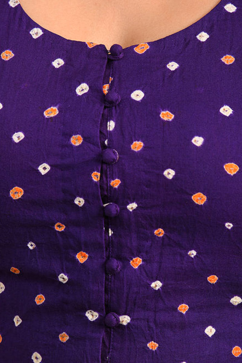 Purple Bandhani Cotton Blouse