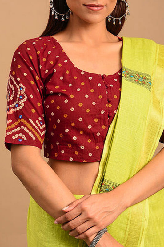 Red Bandhani Cotton Blouse