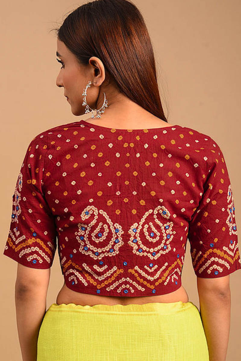 Red Bandhani Cotton Blouse