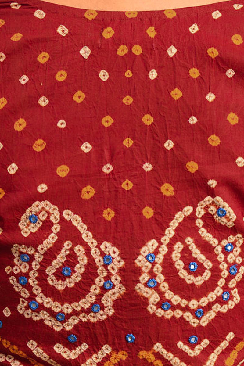 Red Bandhani Cotton Blouse