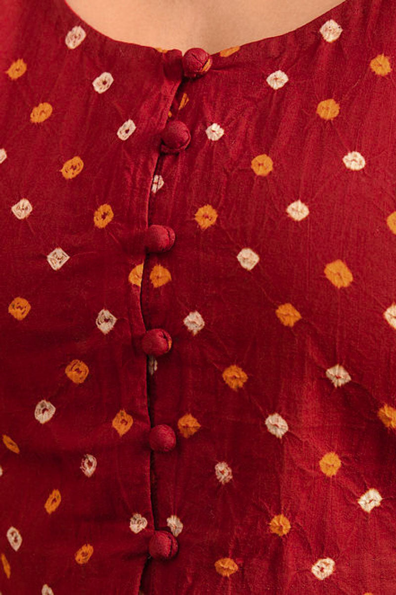 Red Bandhani Cotton Blouse