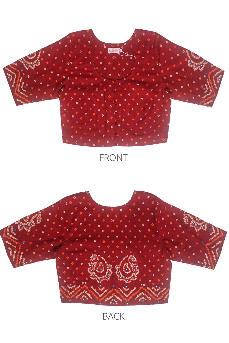 Red Bandhani Cotton Blouse