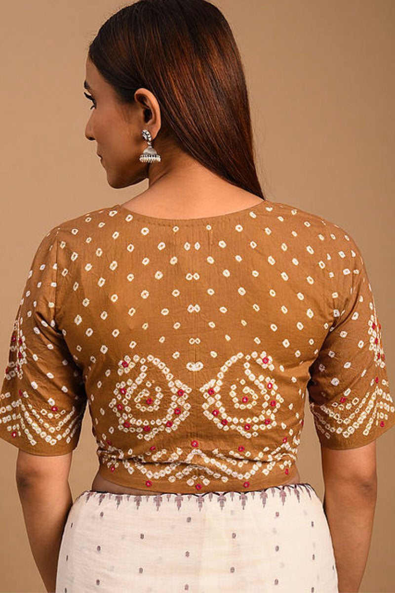 Mustard Bandhani Cotton Blouse