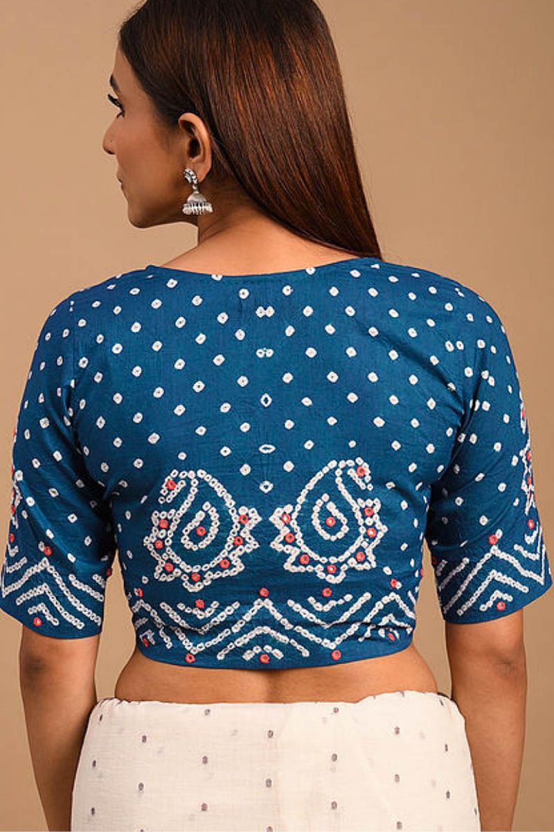 Indigo Bandhani Cotton Blouse