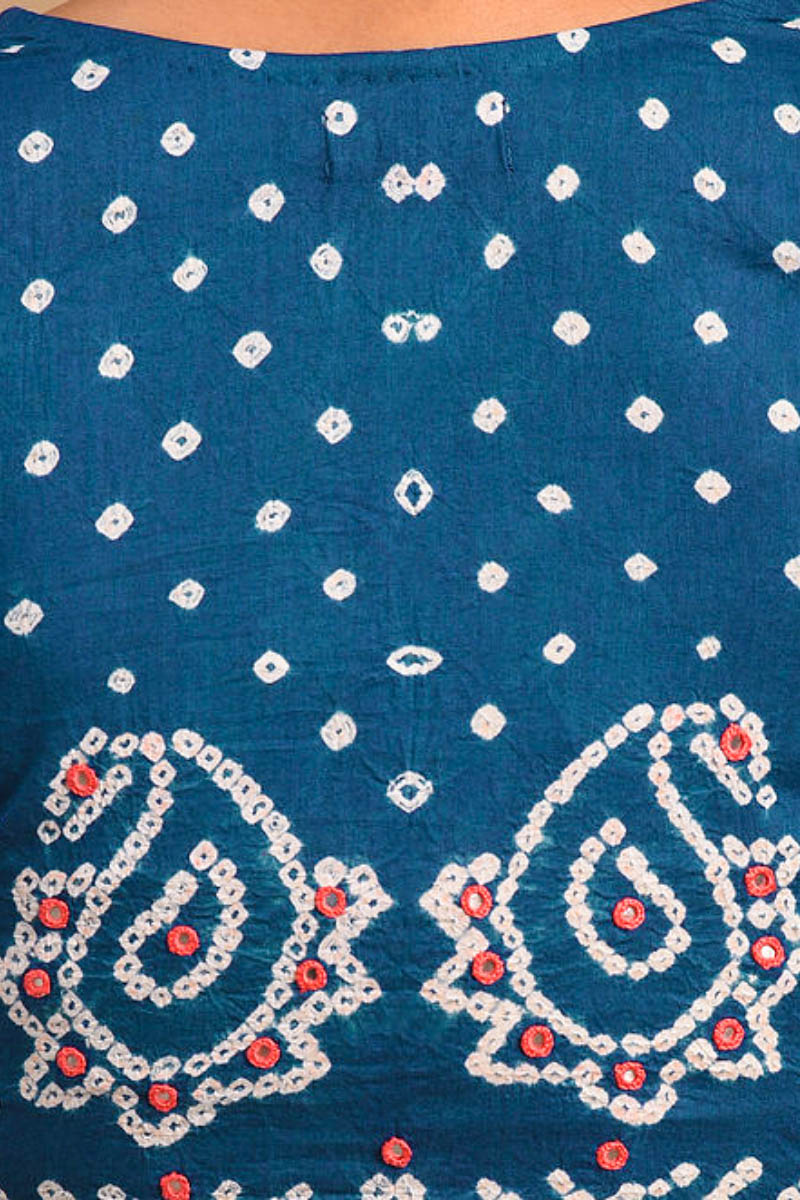 Indigo Bandhani Cotton Blouse