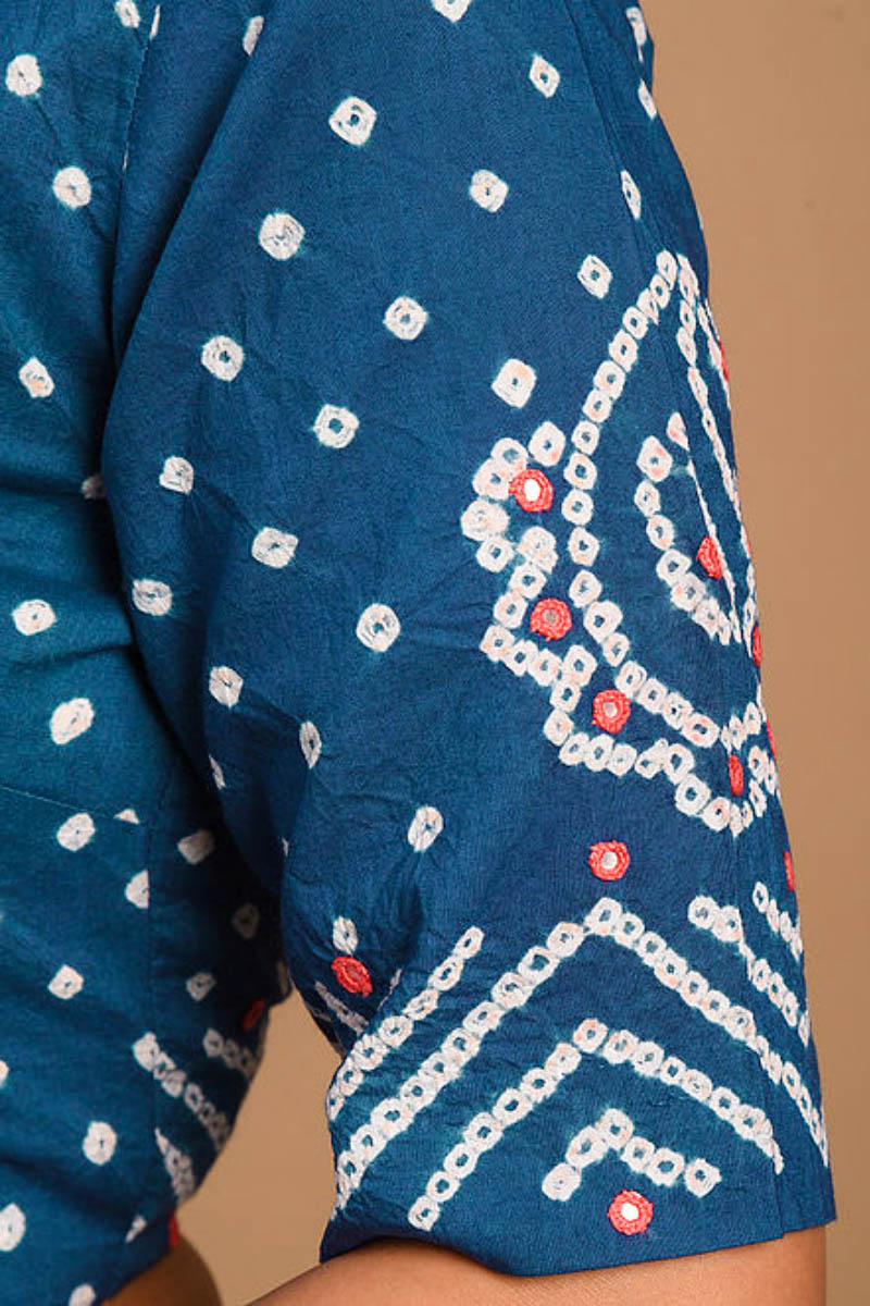 Indigo Bandhani Cotton Blouse