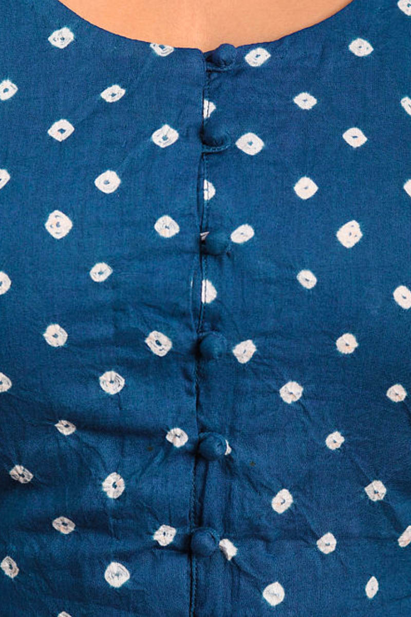 Indigo Bandhani Cotton Blouse