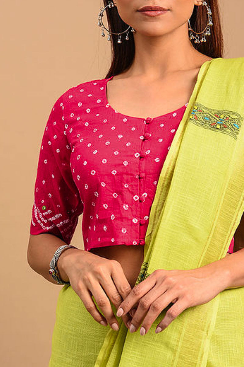 Strawberry Bandhani Cotton Blouse