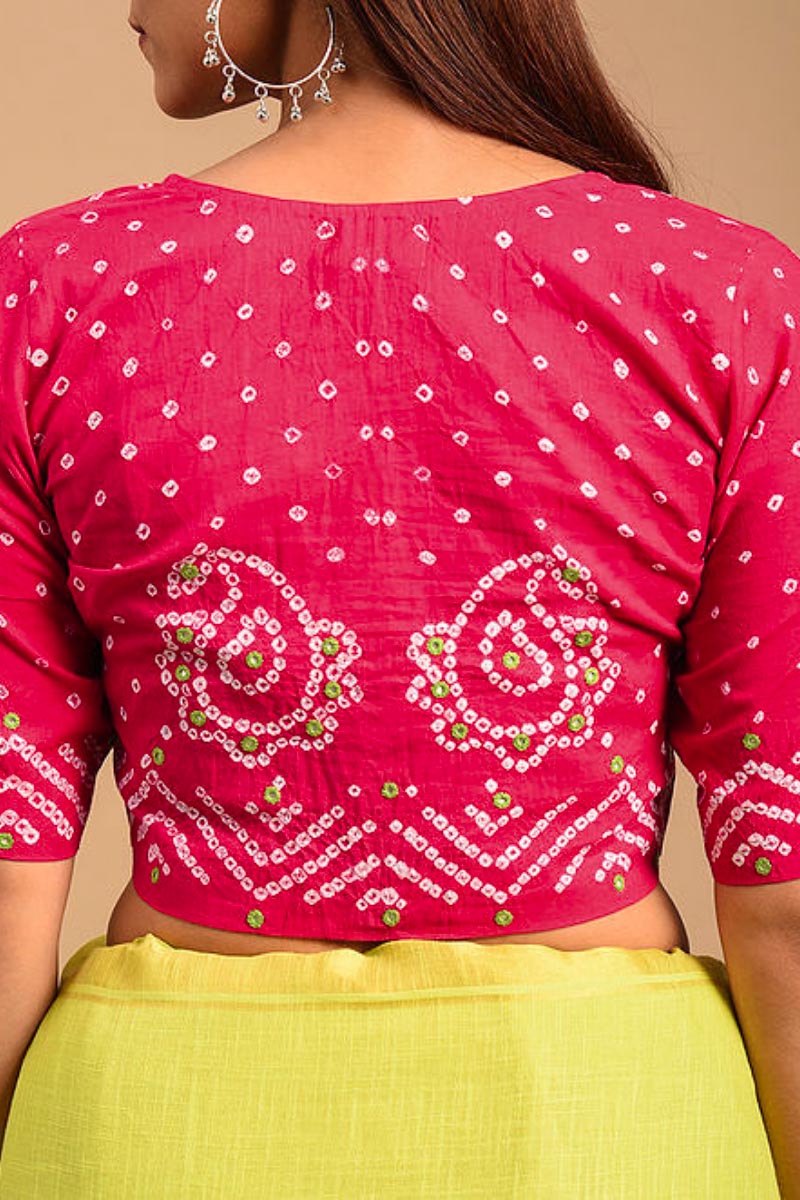 Strawberry Bandhani Cotton Blouse