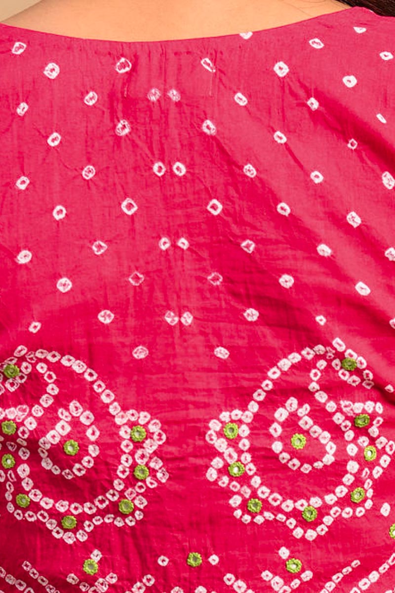 Strawberry Bandhani Cotton Blouse