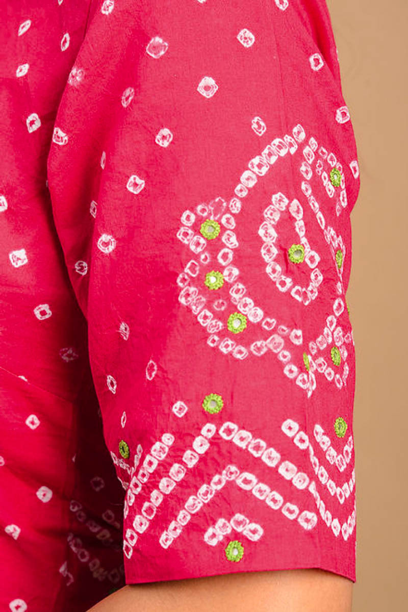 Strawberry Bandhani Cotton Blouse