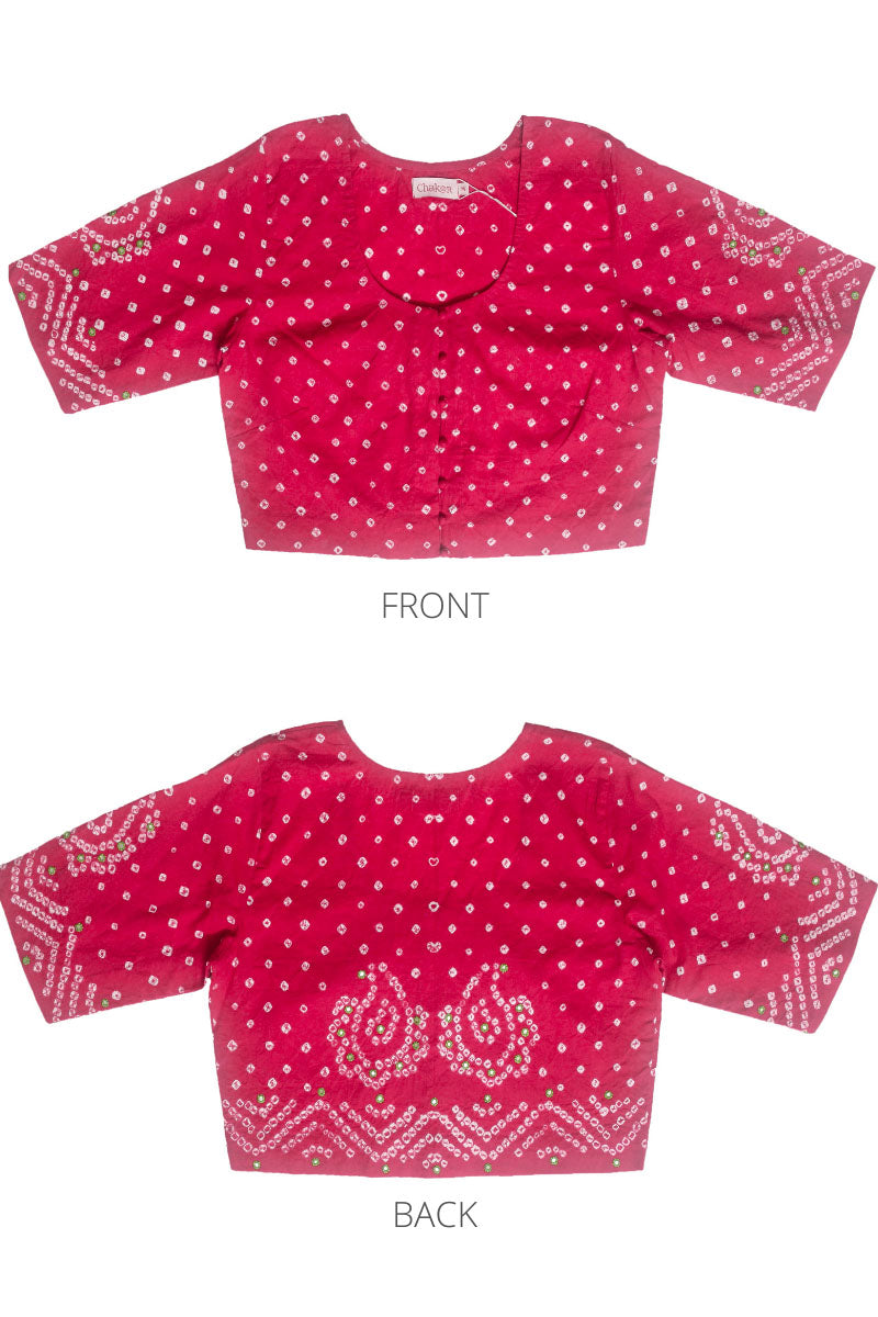 Strawberry Bandhani Cotton Blouse