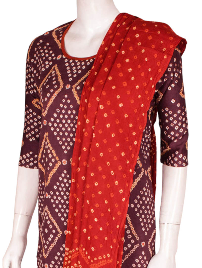 Brown Rust Kurta Set with dupatta