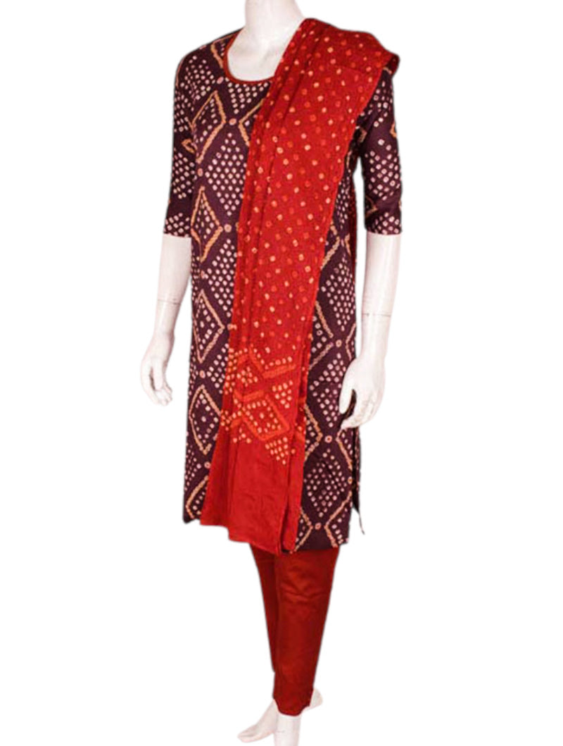 Brown Rust Kurta Set with dupatta