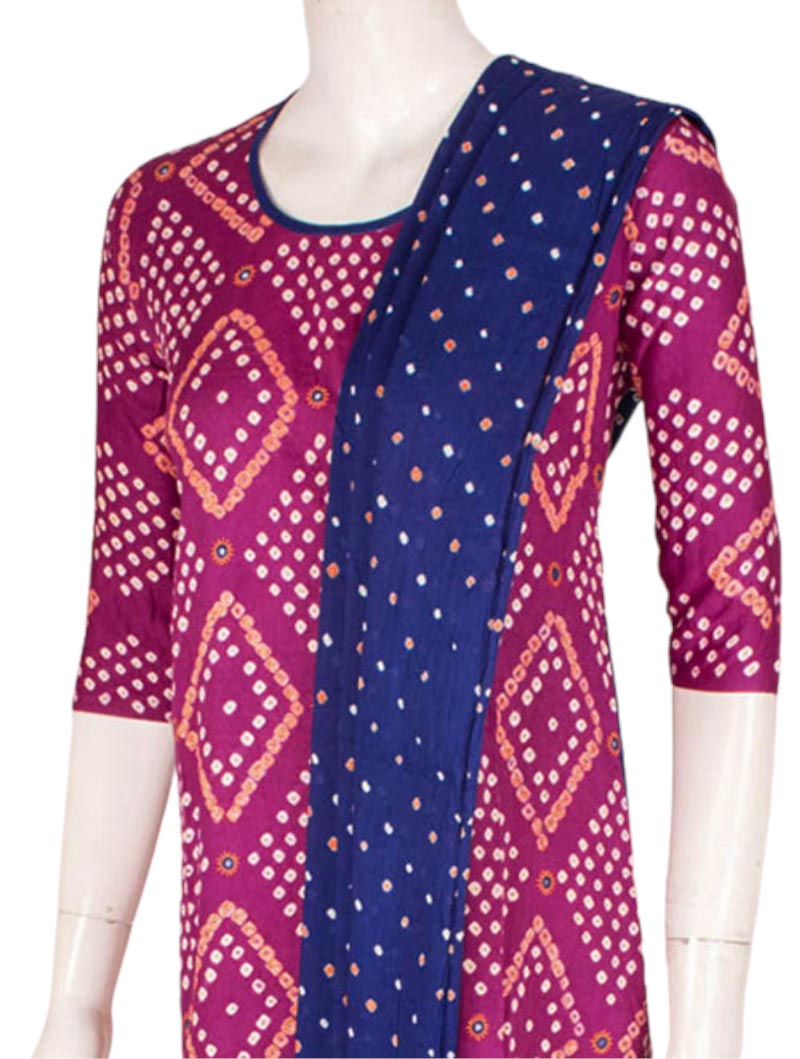 Magenta Blue Kurta Set with dupatta