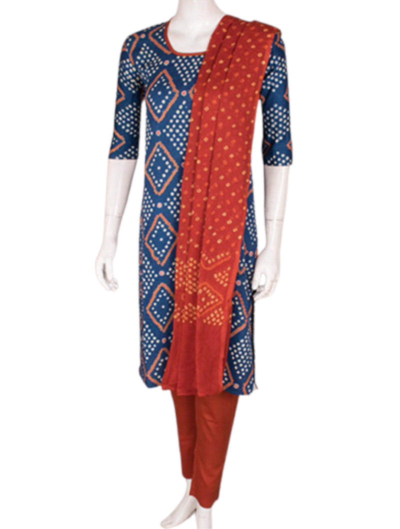 Indigo Rust Kurta Set with dupatta