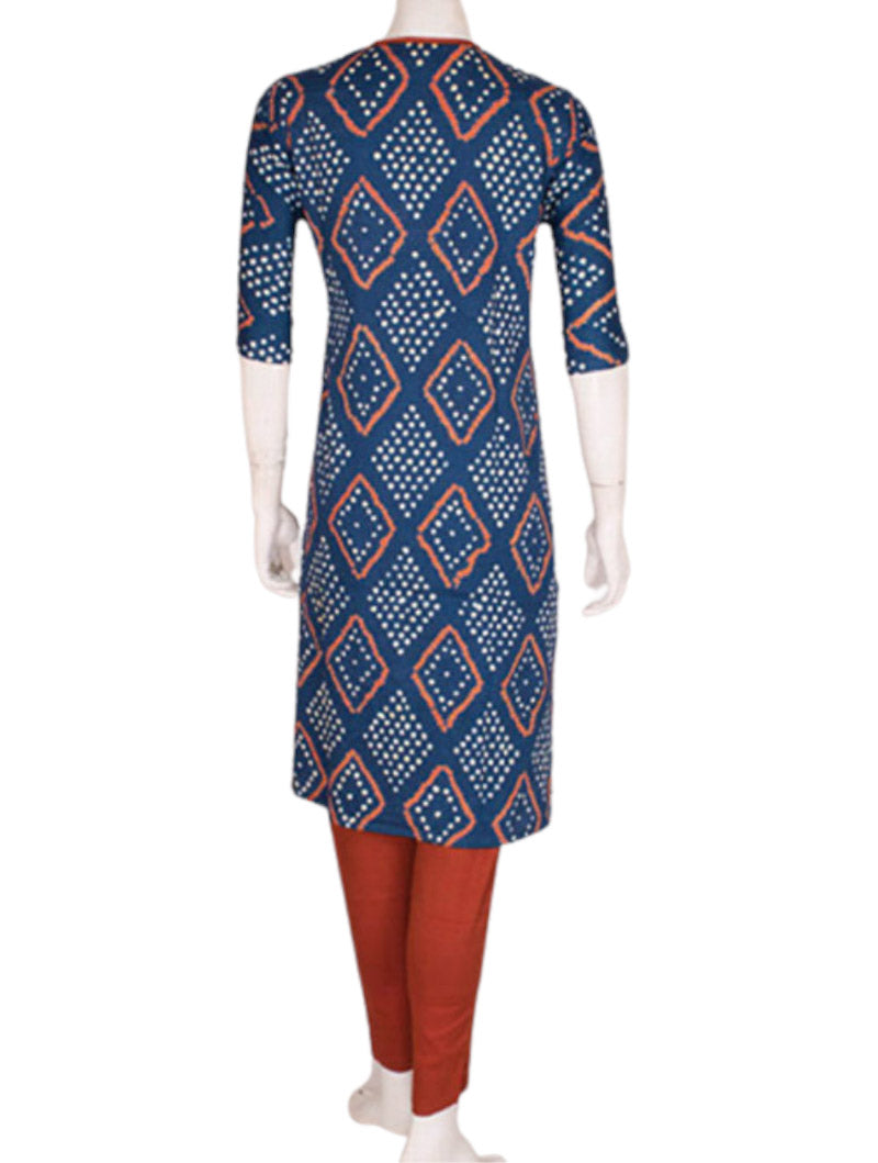 Indigo Rust Kurta Set with dupatta