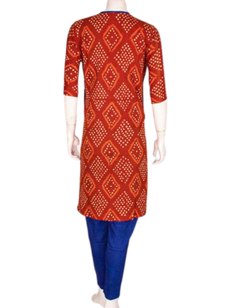 Rust Blue Kurta Set with dupatta