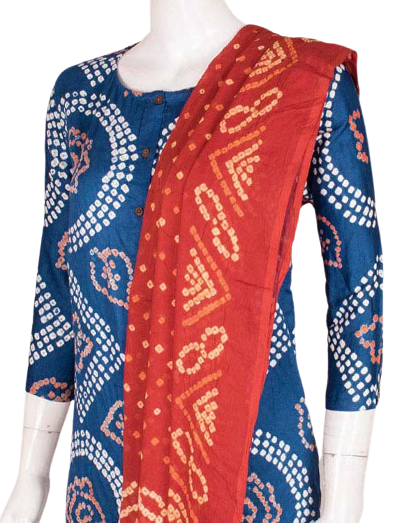 Indigo Rust Kurta Set with dupatta