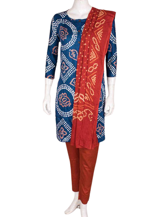 Indigo Rust Kurta Set with dupatta