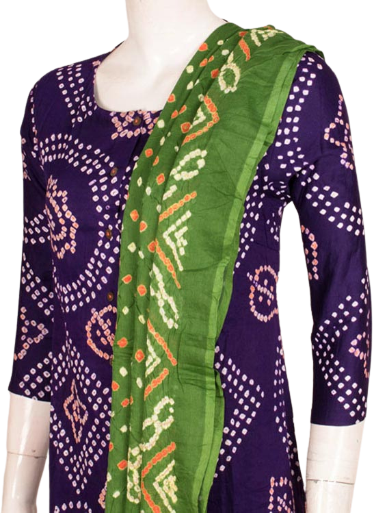 Purple Mehendi Kurta Set with dupatta