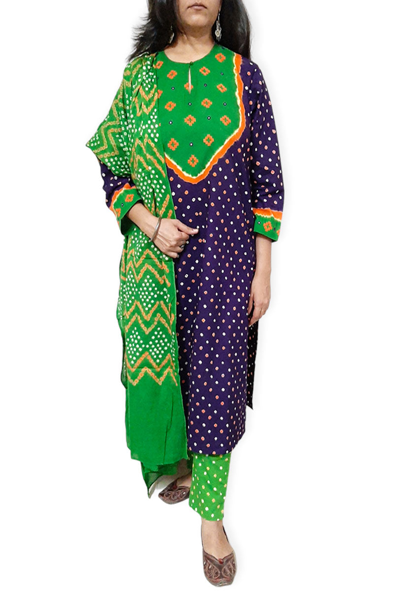 Purple Mehendi Kurta Set with Dupatta