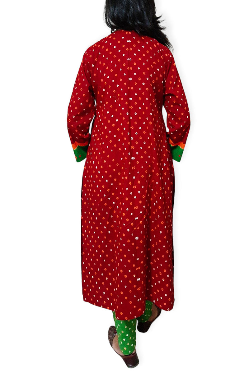 Red Green Kurta Set with Dupatta